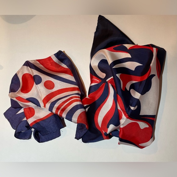 Accessories - Vintage Set of Blue, Red, and White Scarves